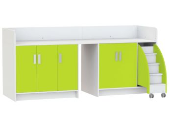 MEUBLE À LANGER KAZÉO 240 cm 12 étagères, 5 portes et 1 escabeau