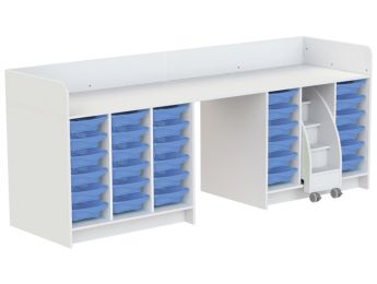 MEUBLE À LANGER KAZÉO 272 cm 30 stop-bacs et 1 escabeau