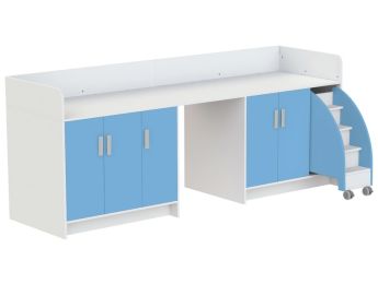 MEUBLE À LANGER KAZÉO 272 cm 12 étagères, 5 portes et 1 escabeau
