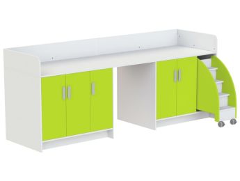 MEUBLE À LANGER KAZÉO 272 cm 12 étagères, 5 portes et 1 escabeau