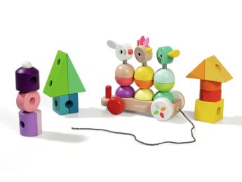 TRAIN EN BOIS Multicolore Zigolos