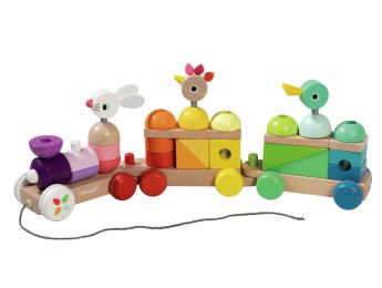 TRAIN EN BOIS Multicolore Zigolos