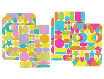 GOMMETTES GÉOMÉTRIQUES GÉANTES Multiformes Couleurs fluo et pastel