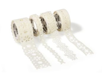RUBANS ADHÉSIFS EN PAPIER DENTELLE Blanc