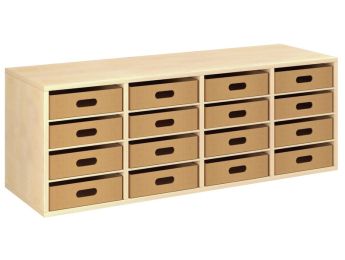 MÖBELSTÜCK MIT MELAMINBESCHICHTUNG H: 51 cm - L: 139 cm 16 Behälter aus...