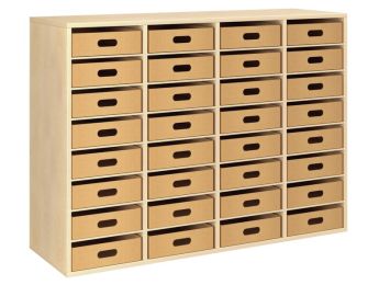MÖBEL MIT MELAMINBESCHICHTUNG H: 102 cm - B: 139 cm 32 Behälter aus Karton -...