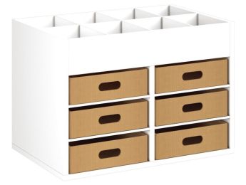 MÖBEL MIT MELAMINBESCHICHTUNG H: 51 cm - B: 70,5 cm 6 Behälter aus Karton - 4...