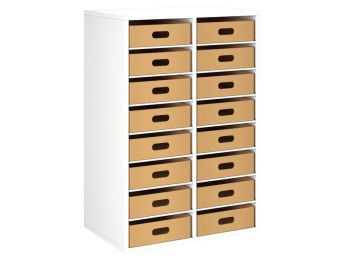 MÖBEL MIT MELAMINBESCHICHTUNG H: 102 cm - B: 70,5 cm 16 Behälter aus Karton -...