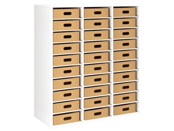 MÖBEL MIT MELAMINBESCHICHTUNG H: 118 cm - B: 105 cm 30 Behälter aus Karton -...