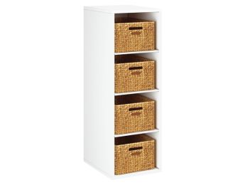 MEUBLE MÉLAMINÉ H: 102 cm - L: 36 cm 4 paniers - 3 étagères