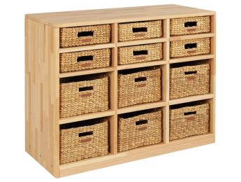 MASSIVMÖBEL NATUR 12 Körbe - 9 Regalbretter