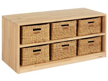 MASSIVMÖBEL NATUR 6 Körbe - 1 Regalbrett