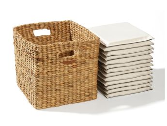 BASKET WITH 13 CUSHIONS in bio-sourced fabric