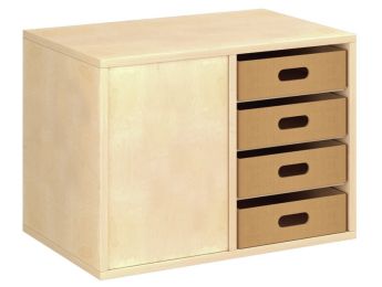 MEUBLE MELAMINÉ H: 51 cm - L: 70,5 cm 8 bacs carton - 6 étagères