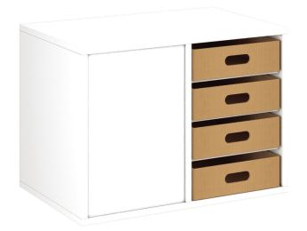 MEUBLE MELAMINÉ H: 51 cm - L: 70,5 cm 8 bacs carton - 6 étagères