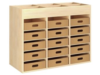 MÖBELSTÜCK MIT MELAMINBESCHICHTUNG H: 81 cm - L: 105 cm 15 Behälter aus...