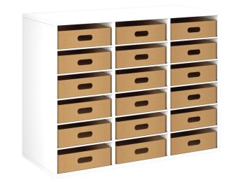 MÖBELSTÜCK MIT MELAMINBESCHICHTUNG H: 81 cm - L: 105 cm 18 Behälter aus...