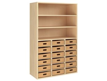GELAMINEERD MEUBEL H: 162 cm - L: 105 cm 18 kartonnen bakken - 18 legplanken