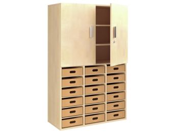 GELAMINEERD MEUBEL H: 162 cm - L: 105 cm 18 kartonnen bakken - 18 legplanken