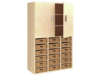 GELAMINEERD MEUBEL H: 162 cm - L: 105 cm 18 manden - 18 legplanken en 2 deuren