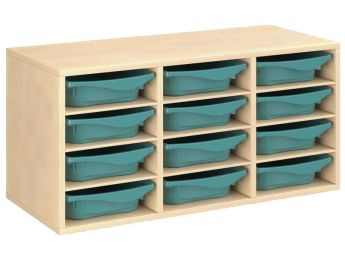 MEUBLE MÉLAMINÉ H: 51 cm - L: 105 cm 12 bacs - 9 étagères