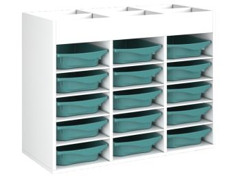 MEUBLE MÉLAMINÉ H: 81 cm - L: 105 cm 15 bacs - 12 étagères