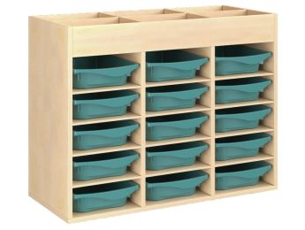 MEUBLE MÉLAMINÉ H: 81 cm - L: 105 cm 15 bacs - 12 étagères