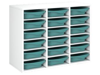 MEUBLE MÉLAMINÉ H: 81 cm - L: 105 cm 18 bacs - 15 étagères