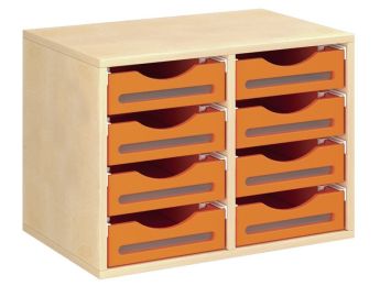 MÖBEL MIT MELAMINBESCHICHTUNG H: 51 cm - B: 70,5 cm 8 Holzbehälter auf...