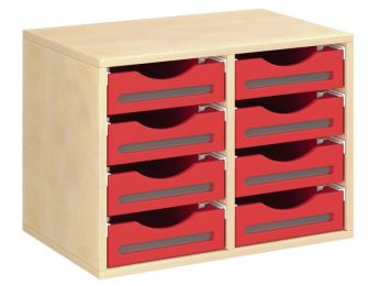 MÖBEL MIT MELAMINBESCHICHTUNG H: 51 cm - B: 70,5 cm 8 Holzbehälter auf...