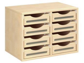 MÖBEL MIT MELAMINBESCHICHTUNG H: 51 cm - B: 70,5 cm 8 Holzbehälter auf...