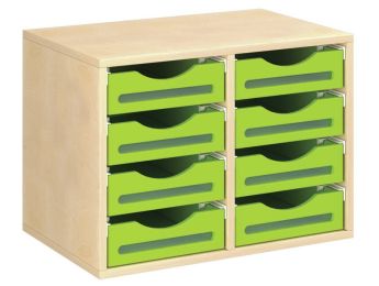MÖBEL MIT MELAMINBESCHICHTUNG H: 51 cm - B: 70,5 cm 8 Holzbehälter auf...