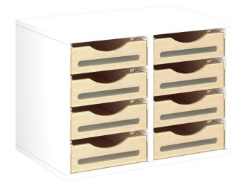 MÖBEL MIT MELAMINBESCHICHTUNG H: 51 cm - B: 70,5 cm 8 Holzbehälter auf...
