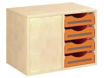 MÖBEL MIT MELAMINBESCHICHTUNG H: 51 cm - B: 70,5 cm 8 Holzbehälter auf...