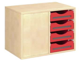 MÖBEL MIT MELAMINBESCHICHTUNG H: 51 cm - B: 70,5 cm 8 Holzbehälter auf...