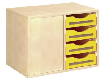 MÖBEL MIT MELAMINBESCHICHTUNG H: 51 cm - B: 70,5 cm 8 Holzbehälter auf...