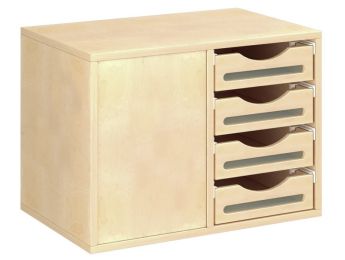 MÖBEL MIT MELAMINBESCHICHTUNG H: 51 cm - B: 70,5 cm 8 Holzbehälter auf...