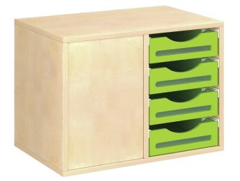 MÖBEL MIT MELAMINBESCHICHTUNG H: 51 cm - B: 70,5 cm 8 Holzbehälter auf...