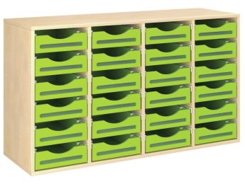 MÖBELSTÜCK MIT MELAMINBESCHICHTUNG H: 81 cm - L: 139 cm 24 Holzbehälter auf...