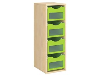 MÖBELSTÜCK MIT MELAMINBESCHICHTUNG H: 102 cm - L: 36 cm 4 Holzbehälter auf...