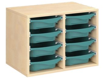 MEUBLE MÉLAMINÉ H: 51 cm - L: 70,5 cm 8 bacs sur rails