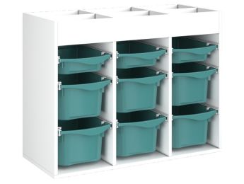 MEUBLE MÉLAMINÉ H: 81 cm - L: 105 cm 9 bacs plastique sur rails
