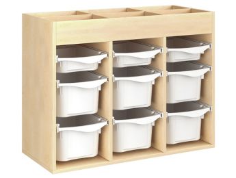 MÖBELSTÜCK MIT MELAMINBESCHICHTUNG H: 81 cm - L: 105 cm 9 Kunststoffbehälter...