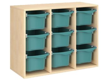 MÖBELSTÜCK MIT MELAMINBESCHICHTUNG H: 81 cm - L: 105 cm 9 Kunststoffbehälter...