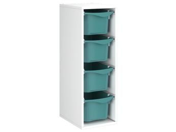 MÖBELSTÜCK MIT MELAMINBESCHICHTUNG H: 102 cm - L: 36 cm 4 Kunststoffbehälter...