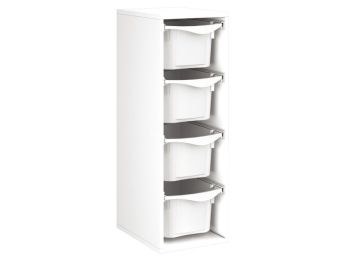 MÖBELSTÜCK MIT MELAMINBESCHICHTUNG H: 102 cm - L: 36 cm 4 Kunststoffbehälter...