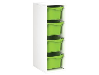 MÖBELSTÜCK MIT MELAMINBESCHICHTUNG H: 102 cm - L: 36 cm 4 Kunststoffbehälter...