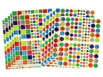 MAXISET METALLIC STICKERS IN VERSCHILLENDE GROOTTES Ronden en vierkanten