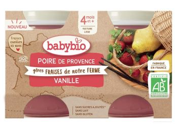 PETITS POTS BIO Poire, Fraises et Vanille 2 x 130 g