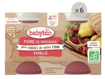 MAXI LOT PETITS POTS BIO Poire, Fraises et Vanille 12 x 130 g